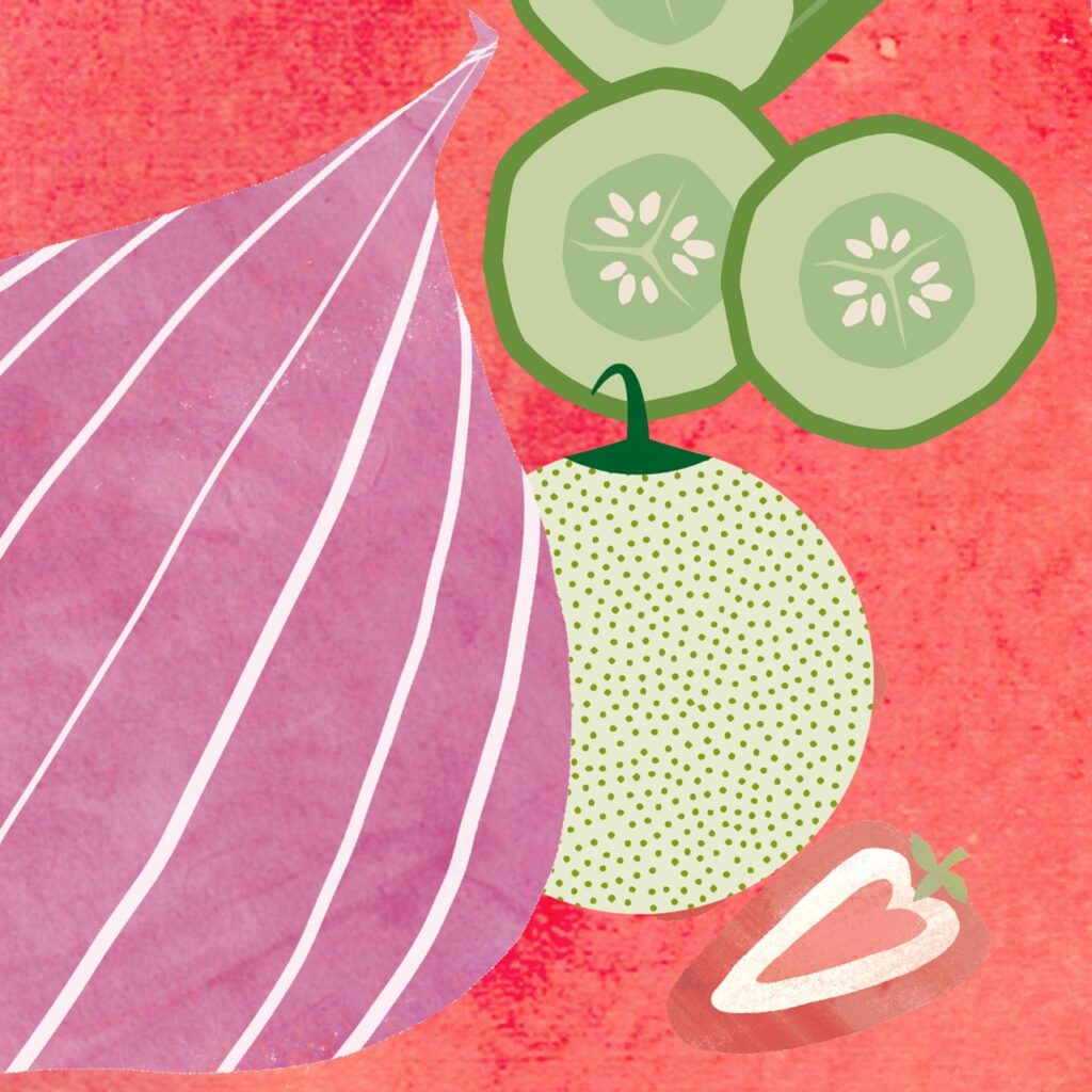 オニオンと野菜のイラスト